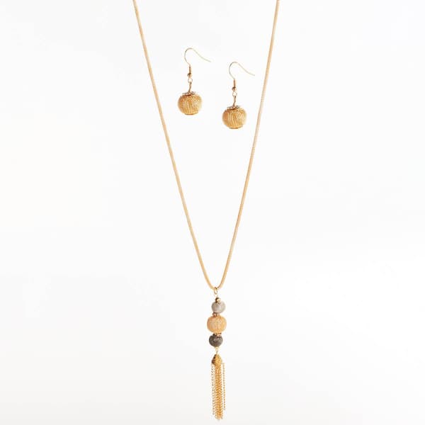 Ashley Cooper(tm) Tri-Tone Tassel Necklace & Earring Set - image 