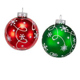 Kurt S. Adler 6pc. Red & Green Swirl Glass Ball Ornaments