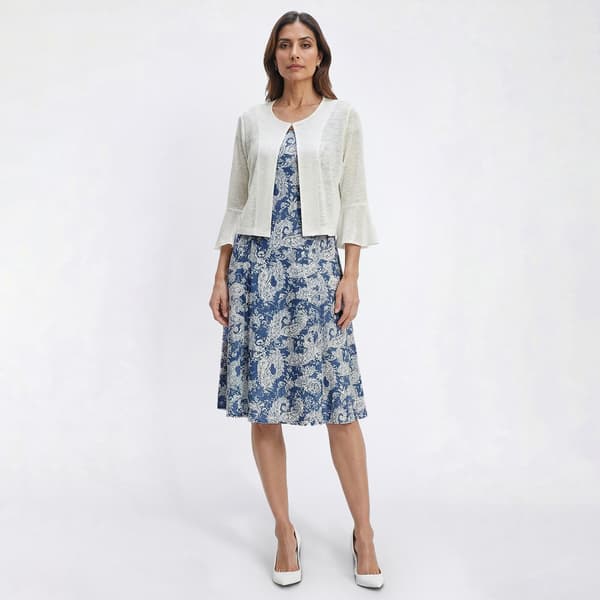 Plus Size Perceptions Flounce Sleeve Paisley Jacket Dress