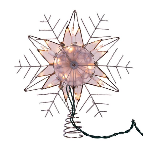 Kurt Adler 10-Light 10in. Silver Capiz Wire Snowflake Treetop