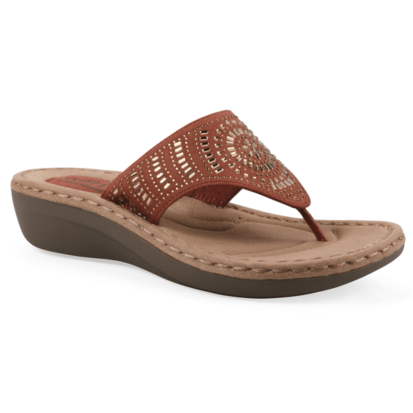 Womens Cliffs by White Mountain Cienna Memory Foam Thong Sandals - image 