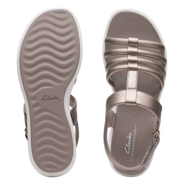 Womens Clarks® Cloudsteppers™ Drift Ease Metallic Wedge Sandals