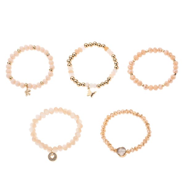 Ashley Cooper(tm) 5pk. Gold Blush Beaded Bracelet Set - image 
