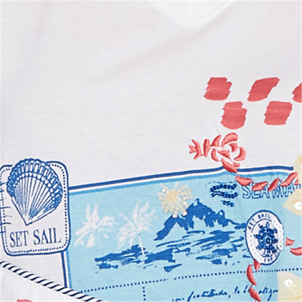 Petite Ruby Rd. Set Sail Short Sleeve Postcard Graphic Tee
