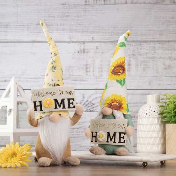 Northlight Seasonal Spring Sunflower Hat Gnome w/ Home Sign