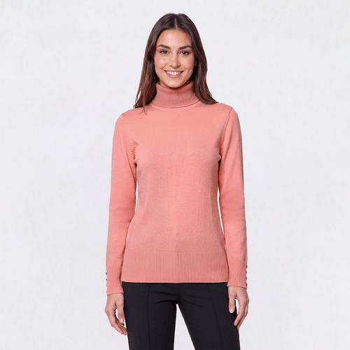 Womens Retrology Long Button Sleeve Turtleneck Sweater