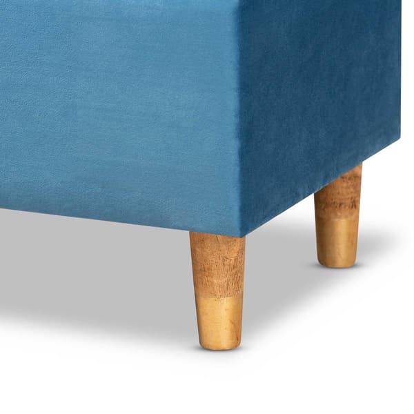 Baxton Studio Elias Sky Blue Velvet Fabric & Wood Storage Ottoman
