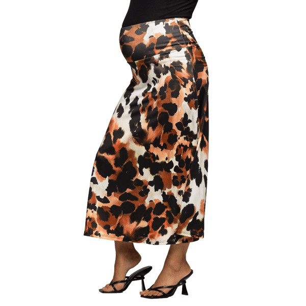 Womens 24/7 Comfort Apparel Animal Print Maternity Maxi Skirt