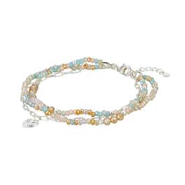 Shine Heart Link and Glass Bead Triple Strand Bracelet
