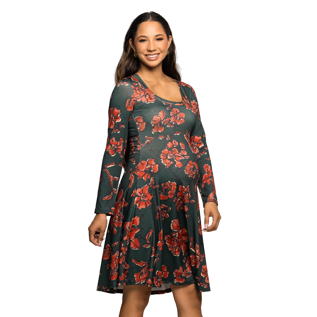 Womens 24/7 Comfort Apparel Floral Fit & Flare Maternity Dress