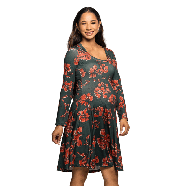 Womens 24/7 Comfort Apparel Floral Fit & Flare Maternity Dress