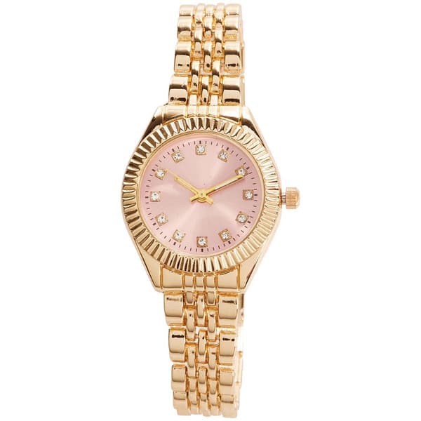 Womens Gold-Tone Crystal Blush Pink Dial  Watch - AM159C - image 