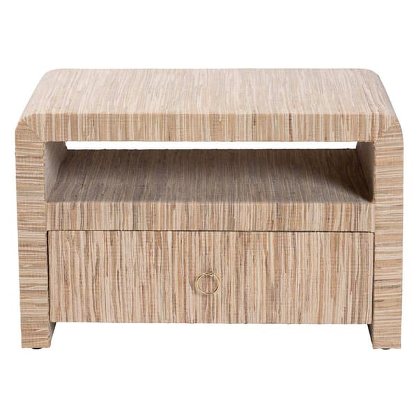 bali & pari Hannah Bohemian Woven Grasscloth Nightstand