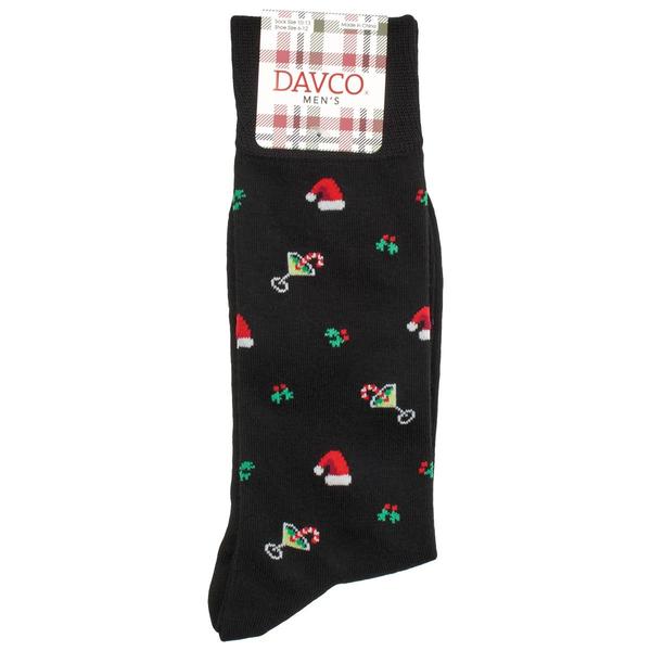 Mens Davco Santa Hat Cocktails Crew Socks - image 