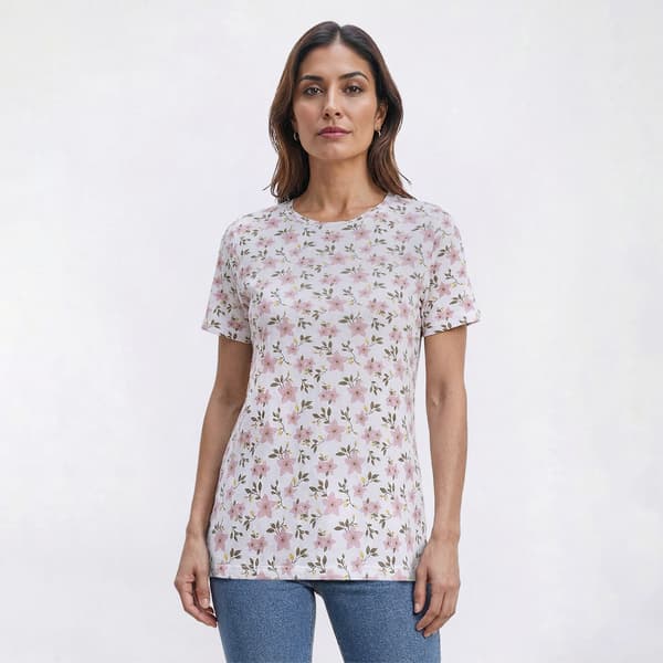 Plus Size Hasting & Smith Short Sleeve Shabby Chic Floral Tee - image 
