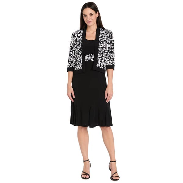 Womens R&M Richards Short Jacket with Kick Pleat Hem Dress