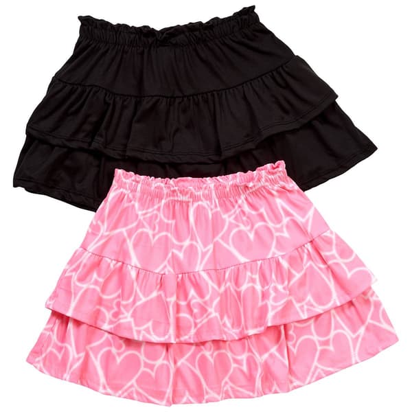 Girls (7-12) One Step Up 2pk. Ruffle Hearts & Solid Skorts - image 