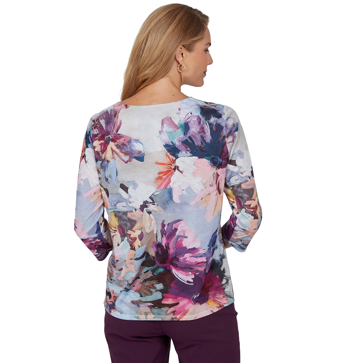 Womens Alfred Dunner Vail Rhinestone Romantic Floral Blouse