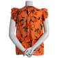 Womens Philosophy Orange & Leaves Flutter Cap Sleeve Blouse - image 2