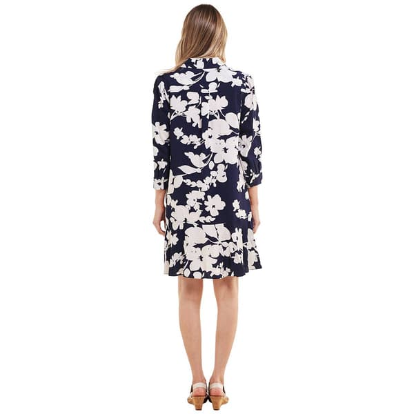 Womens Emma & Michele Long Sleeve Floral Ruffle Hem Shirtdress