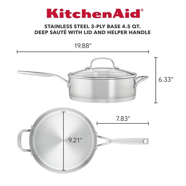 KitchenAid&#174; Stainless Steel 3-Ply Base 4.5qt. Saut&#233; Pan