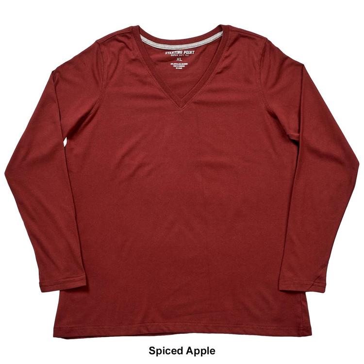 Womens Starting Point Super Soft V-Neck Long Sleeve Tee