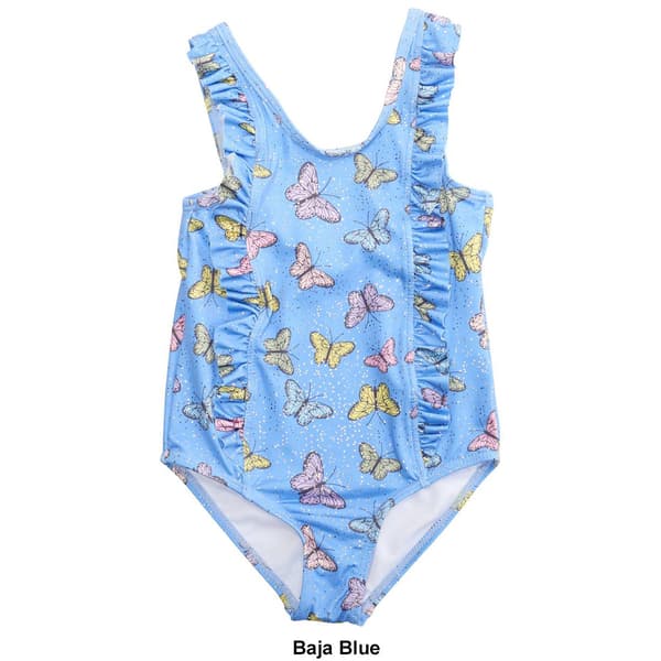 Baby Girl &#40;12-24M&#41; Pink Platinum&#174; Ruffle Butterfly Foil Swimsuit