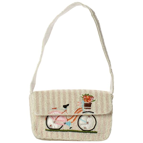 SOL and MER Beaded Bicycle Baguette Shoulder Bag - image 