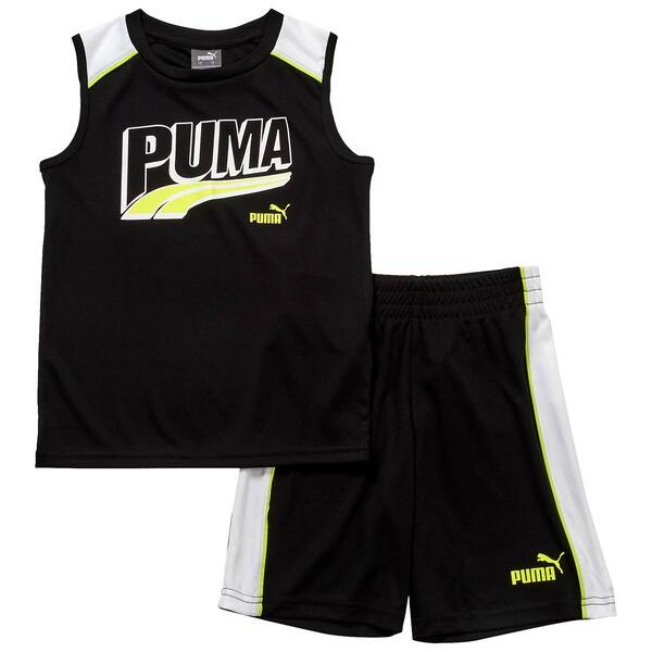 Boys &#40;4-7&#41; Puma 2pc. Interlock Muscle Tee & Shorts Set - image 