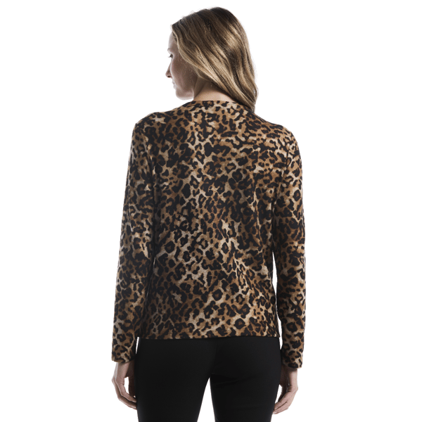 Womens Rafaella® Long Sleeve Split Neck Leopard Blouse