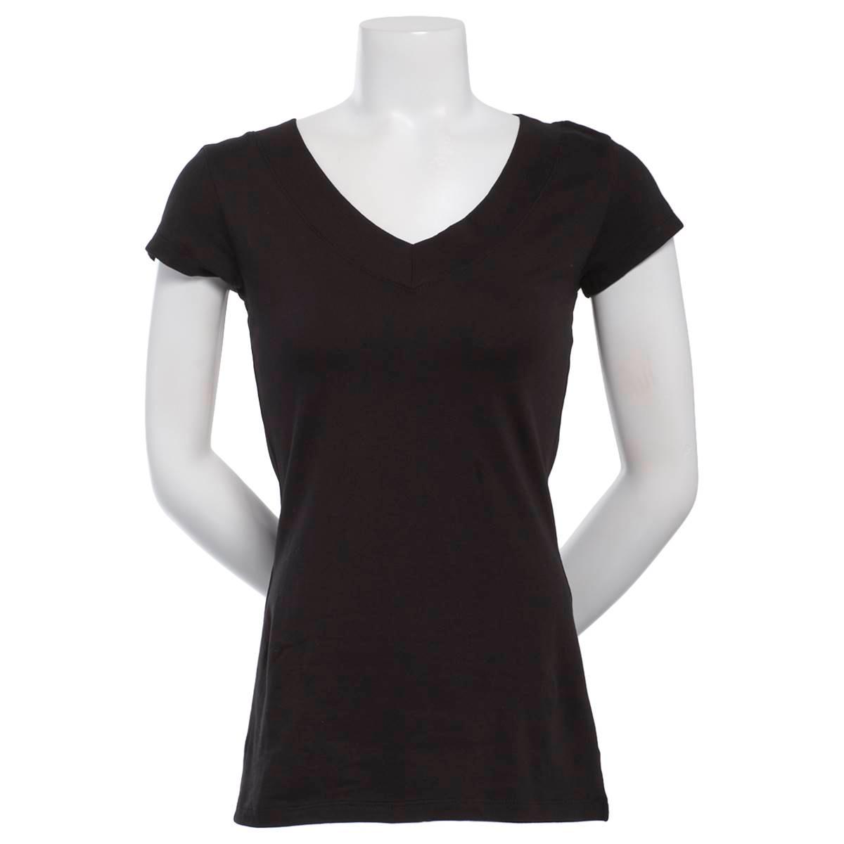 Juniors Aveto Solid V-Neck Cap Sleeve Top