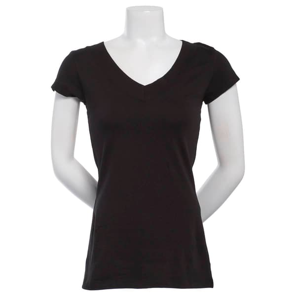 Juniors Aveto Solid V-Neck Cap Sleeve Top