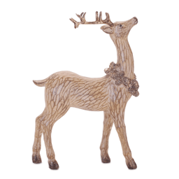Melrose Carved Deer with Wreath Figurine - Set of 2