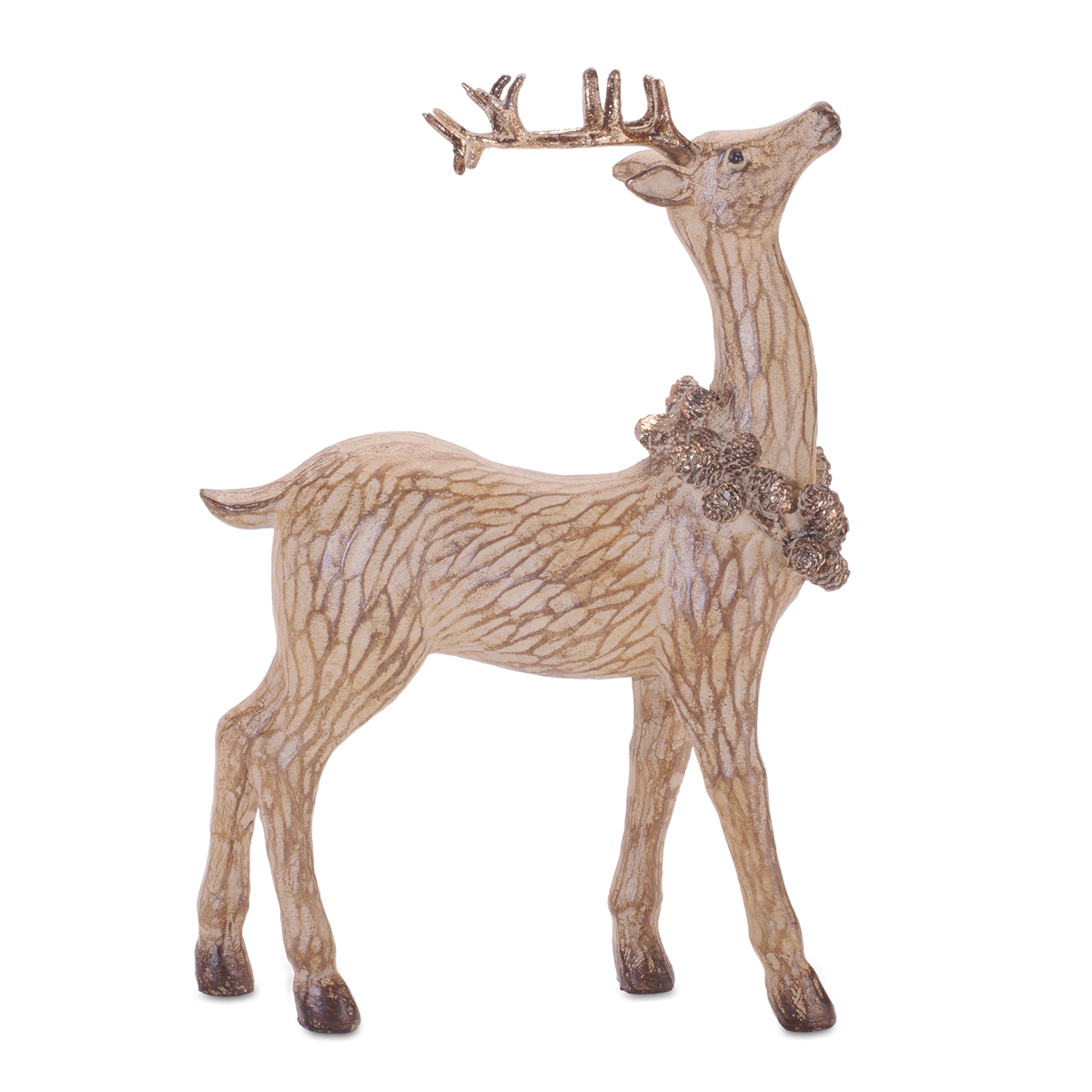 Melrose Carved Deer with Wreath Figurine - Set of 2