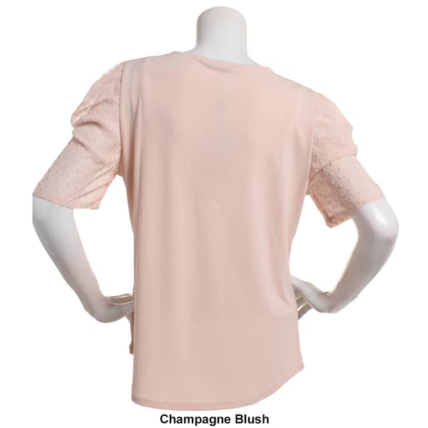 Womens Adrianna Papell 3/4 Puff Clip Dot Sleeve V-Neck Blouse