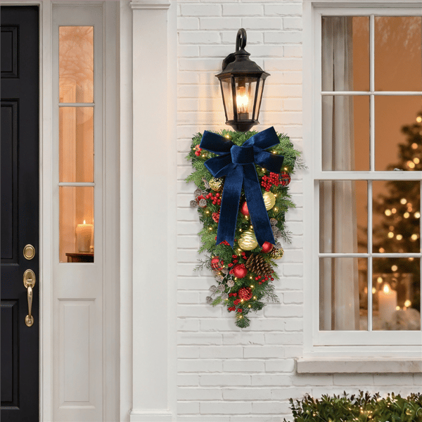 Puleo International 28in. LED Ornaments Adorned Teardrop Swag