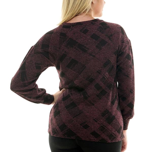Womens Zac & Rachel Long Sleeve Plaid Hacci Top