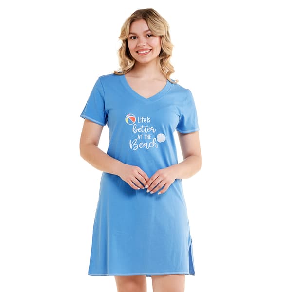 Womens Rene Rofe Life Is Better At The Beach Nightshirt - image 
