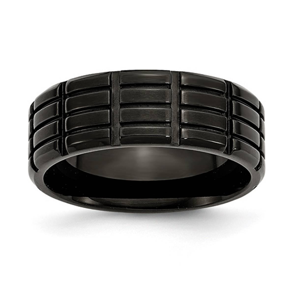 Mens Gentlemen’s Classics™ Black IP-Plated & Grooved...