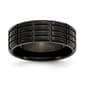 Mens Gentlemen&#39;s Classics(tm) Black IP-Plated &amp; Grooved 8mm Band - image 1