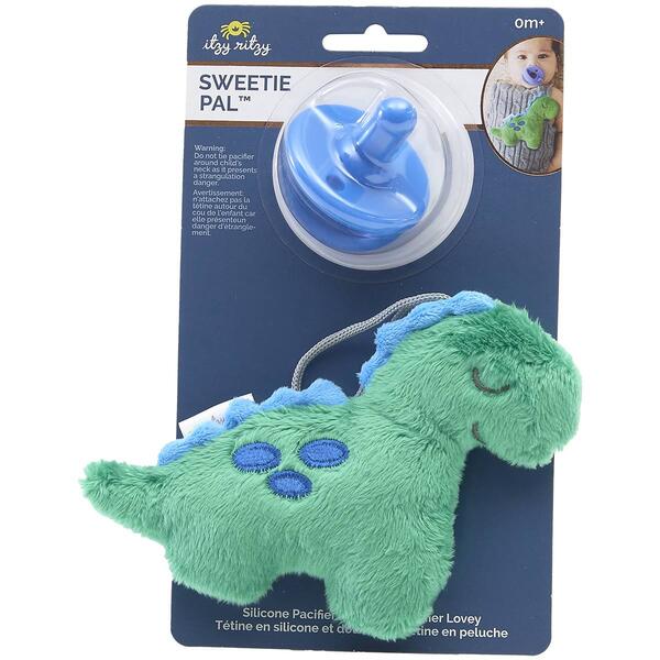 Baby Boy Itzy Ritzy Dino Plush Pacifier Set - image 