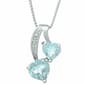 Gemminded 5mm Heart Created Aquamarine & 0.01ctw. Diamond Pendant - image 1