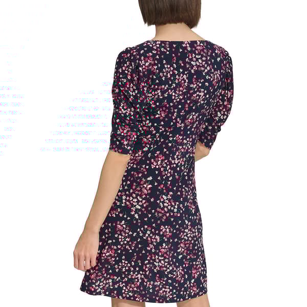 Womens Tommy Hilfiger Puff Sleeve Ditsy Floral Jersey Shift Dress
