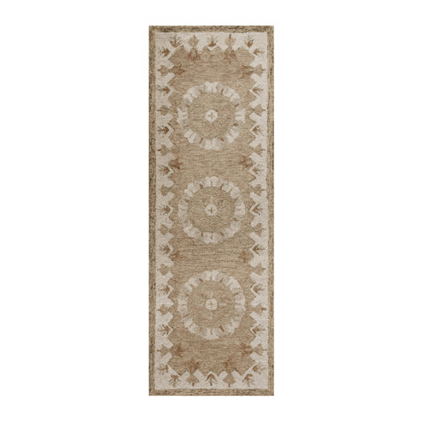 HomeRoots Tan Retro Modern Medallion Runner Rug