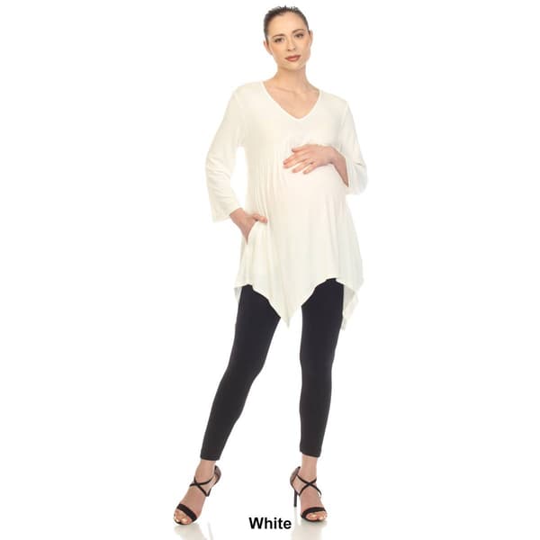 Womens White Mark Maternity Empire Waist V-Neck Tunic Top