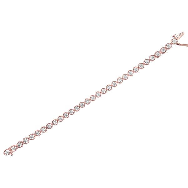 Haus of Brilliance Rose Gold over Silver Diamond Tennis Bracelet