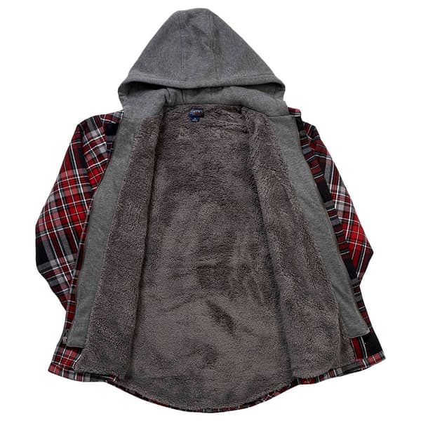 Mens Smith''s Sherpa Lined Flannel Shirt Jacket - Black/Red