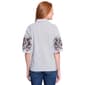 Womens Ali Miles Elbow Sleeve Heart Embroidery Stripe Blouse - image 2