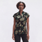 Petite Kasper Dolman Sleeve Funnel Neck Floral Foil Blouse - image 1