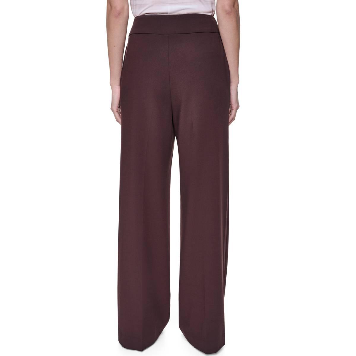 Womens Calvin Klein Mid Rise Side Button Wide Leg Dress Pants